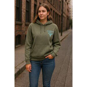 Bella+Canvas Fleece Hoodie Olive Green Size L Magnolia Mill Logo Urban Cozy